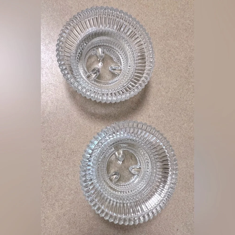 Williams Sonoma Clear Ribbed Crystal Glass Candle Holders set of 2